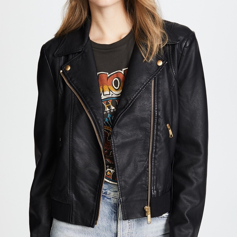 Free People Faux Leather Bomber Jacket